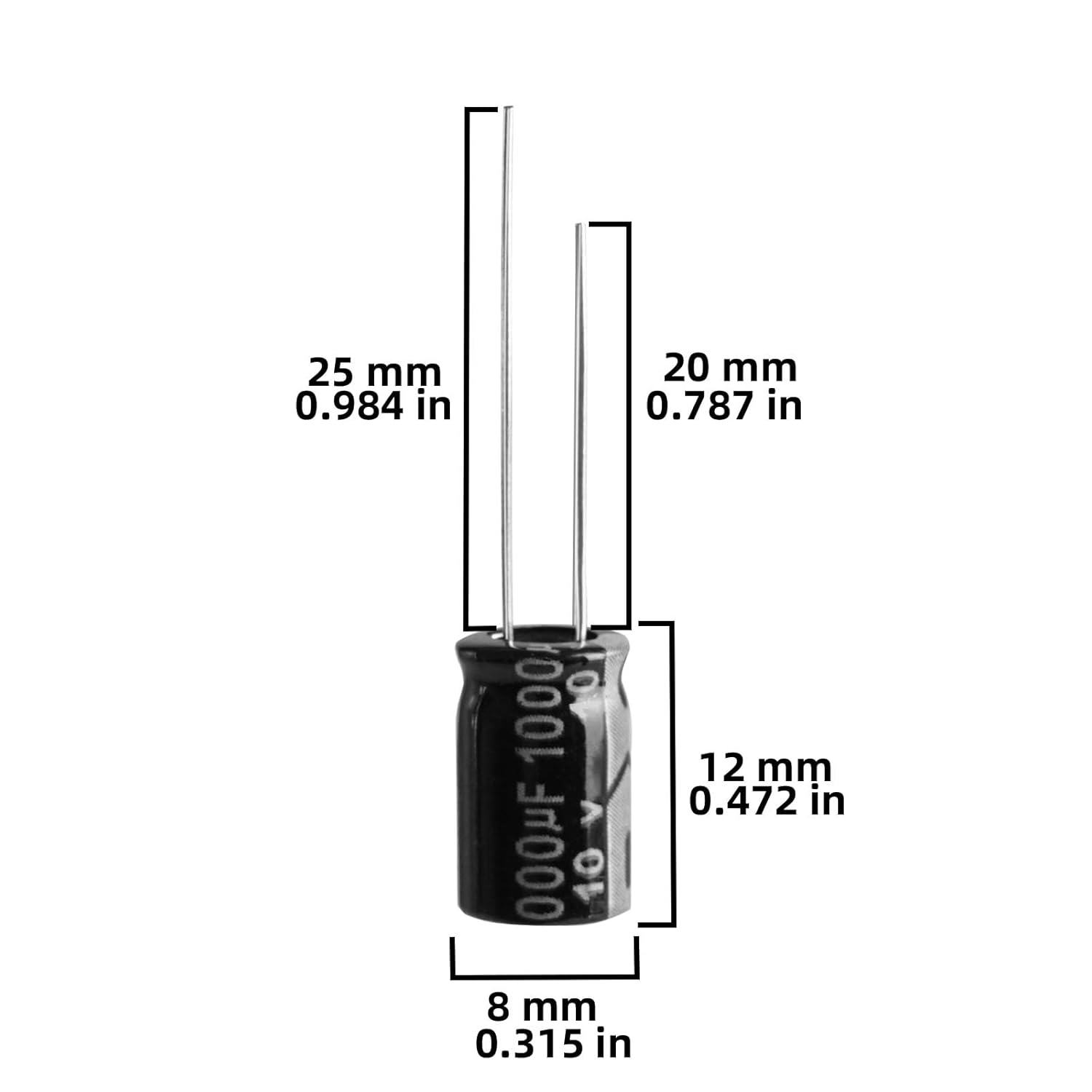1000uF 10V 8 * 12mm 20pcs Electrolytic Capacitor 1000 uF MFD 10 Volt 0.32 * 0.47in Aluminum Capacitors - Image 2