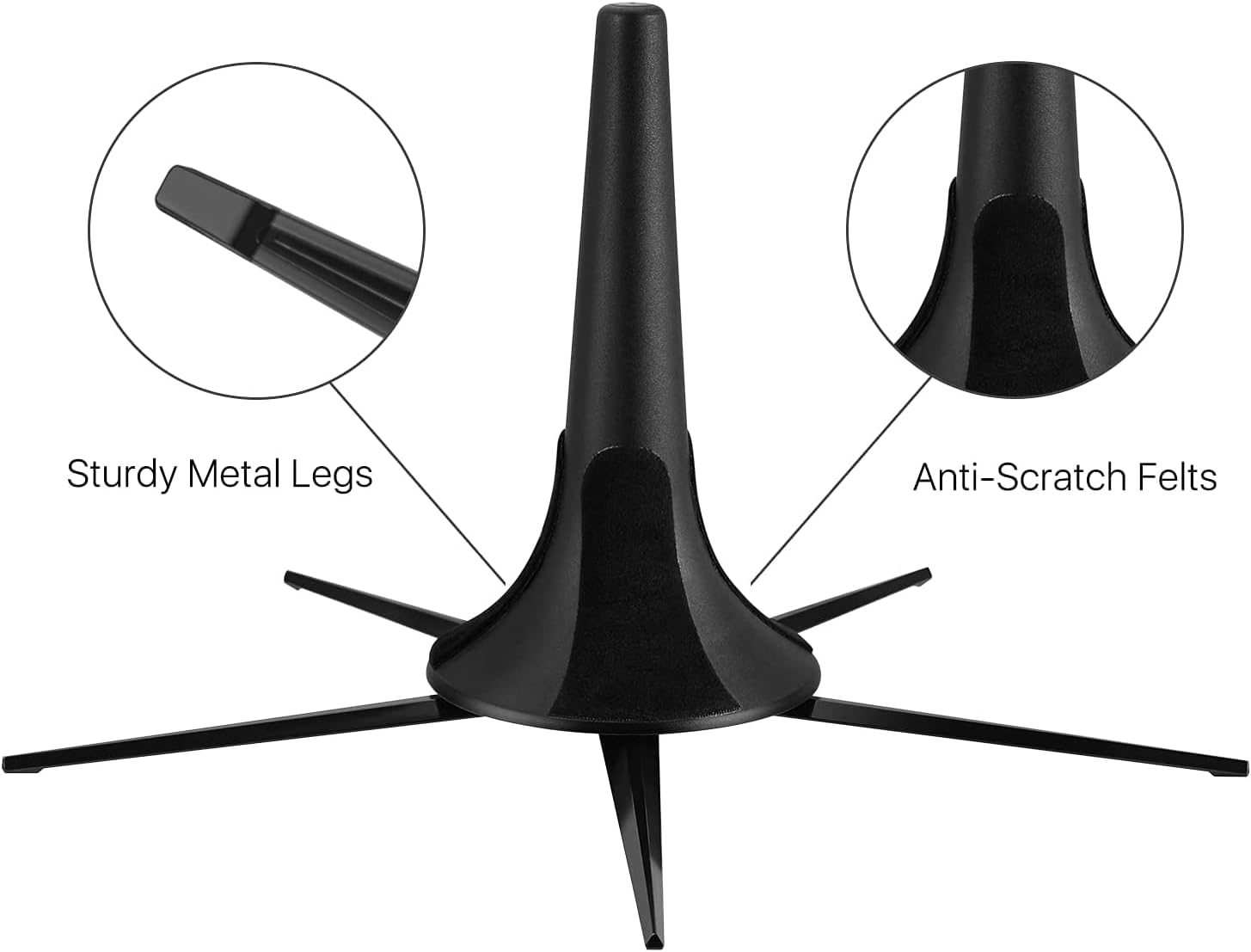 Jiayouy Portable Trumpet Stand Holder Metal 5 Leg Holder Stand Foldable Wind Instrument Accessory Black - Image 4