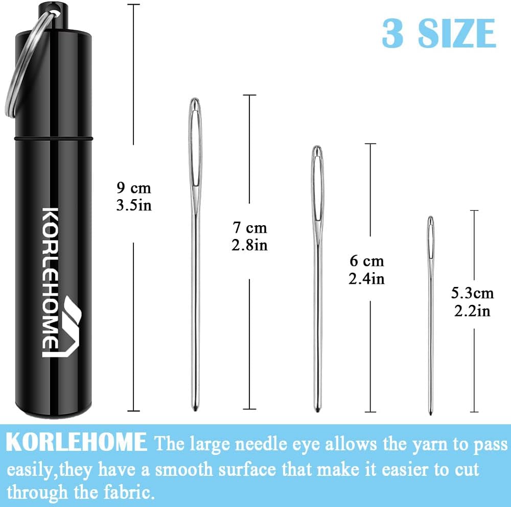 KOLEONHOME 15 Pcs Large Eye Yarn Tapestry Darning Needles, 3 Sizes Knitting Needles for Yarn with Aluminum Tube for Finishing Off Crochet Projects - Image 3