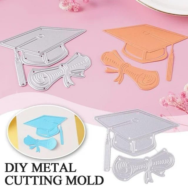 Silver Graduation Hat Cutting Dies Bachelor Cap Metal Die Cuts Graduation Theme Background Embossing Mold for DIY Crafts Scrapbook Album Paper Card Making, Die-Cutting and Embossing, Die-Cuts - Image 6