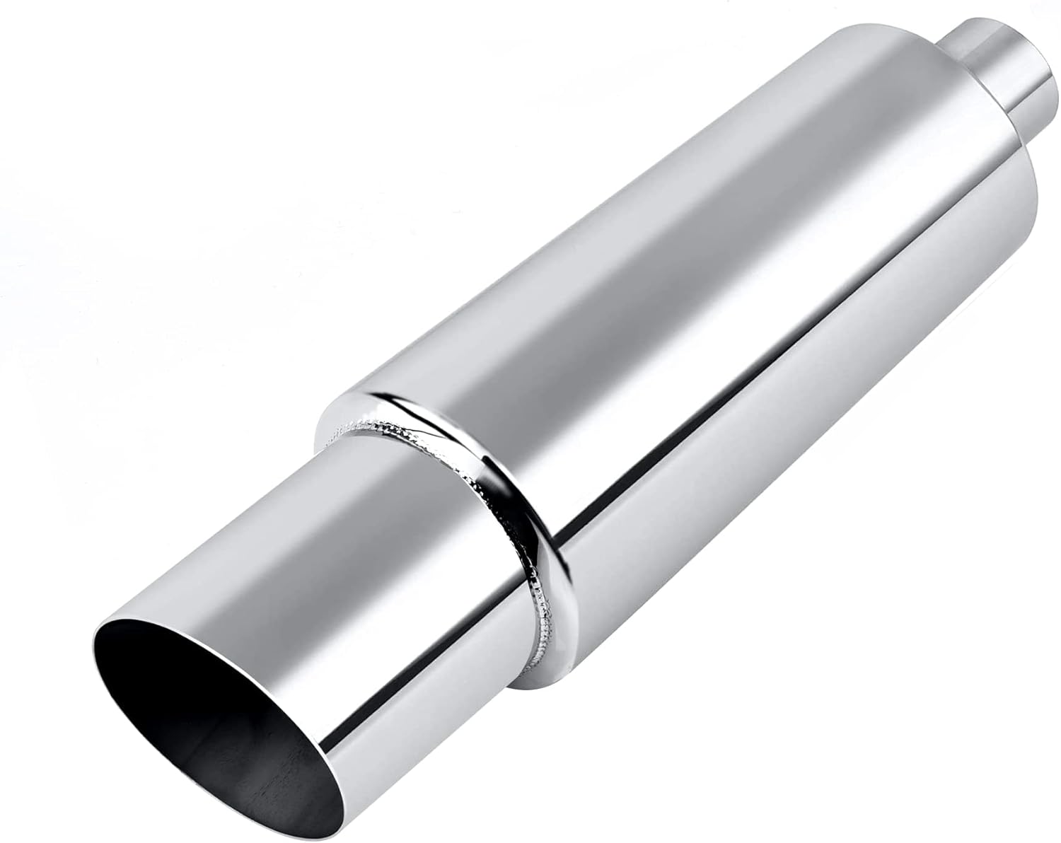 EVIL ENERGY 2" Exhaust Muffler, 2" Inlet (OD) 3" Outlet Stainless Steel Universal Straight Through N1 Style Exhaust Tip, Deep Tone for Modern Trucks, Muscle Cars & Daily Drivers