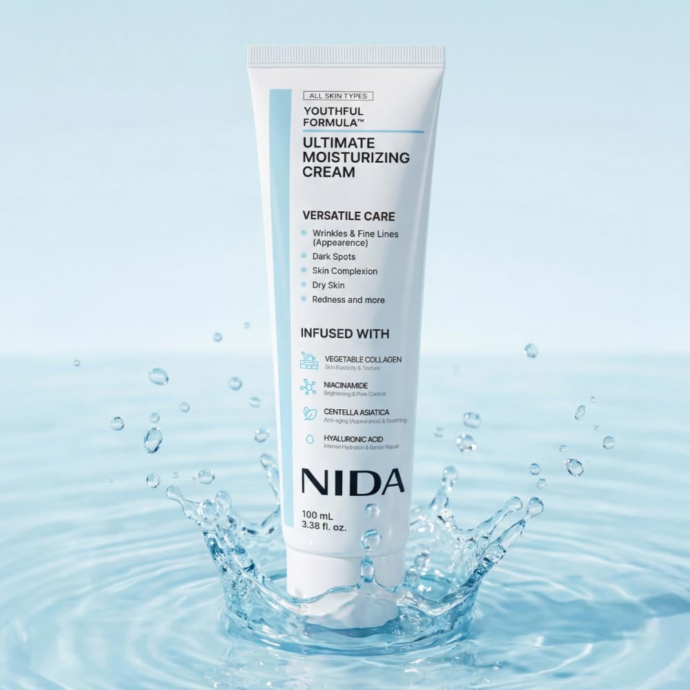 NIDA Youthful Formula™ Ultimate Moisturizing Cream | Centella Asiatica, Niacinamide, Hyaluronic Acid, Collagen | Wrinkles, Fine Lines, Dark Spots, Dry Skin, Redness | 3.38 fl. oz., 100ml - Image 7