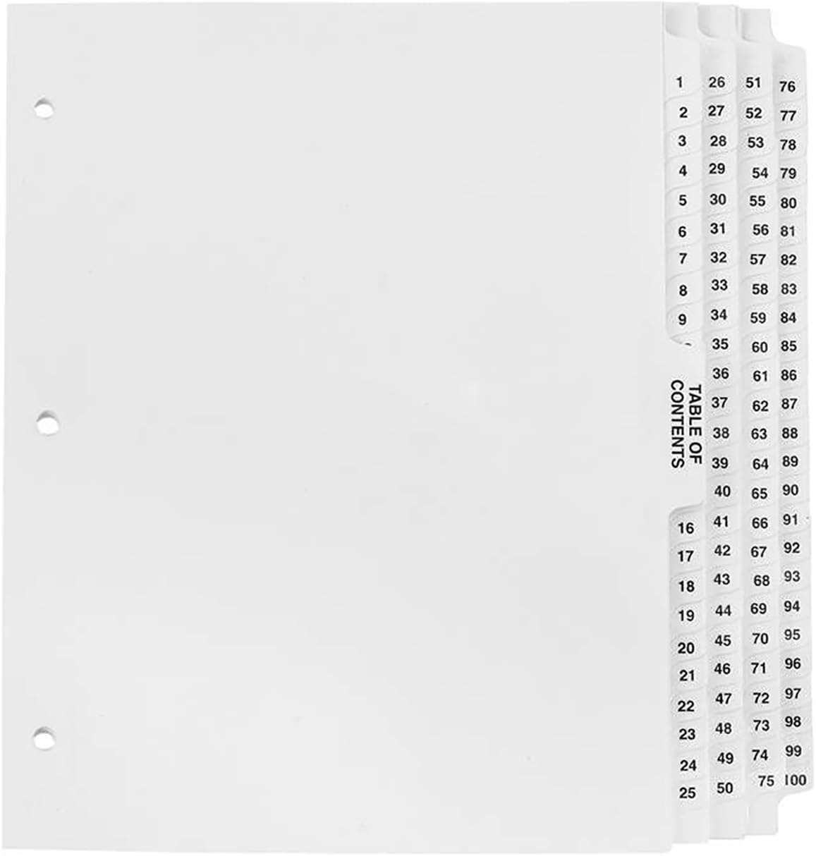 Exhibitindexes® Numbered Dividers 1-100 Punched - AVE Style Bold Tabs - Side Collated Exhibit Tabs - Made in The USA | Letter Size - 1-100 - Sets