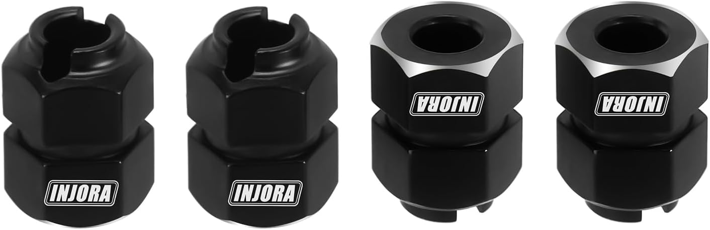 INJORA Thickness 9mm(+5mm) Black Brass Wheel Hex with Nuts for TRX4M 1/18 RC Crawler Upgrade, 11g/Total - Image 5
