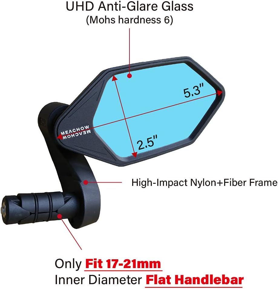 New Bar End Bike Mirror, Crystal UHD Automotive Grade Glass Lens E-Bike Mirrors, Scratch Resistant, Safe Rearview Mirrors, (Blue Right Side) ME-022RB - Image 3