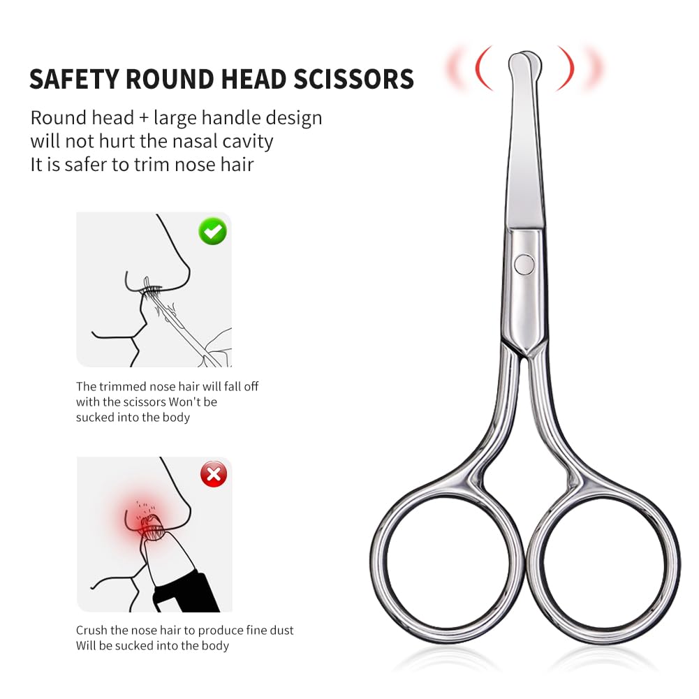 AsonTao Small Scissors With Round Tip Design - Professional Grooming for Hair, Eyelashes, Nose, Eyebrow Trimming, Mustache - Will Not Hurt the Nasal Cavity - Image 5