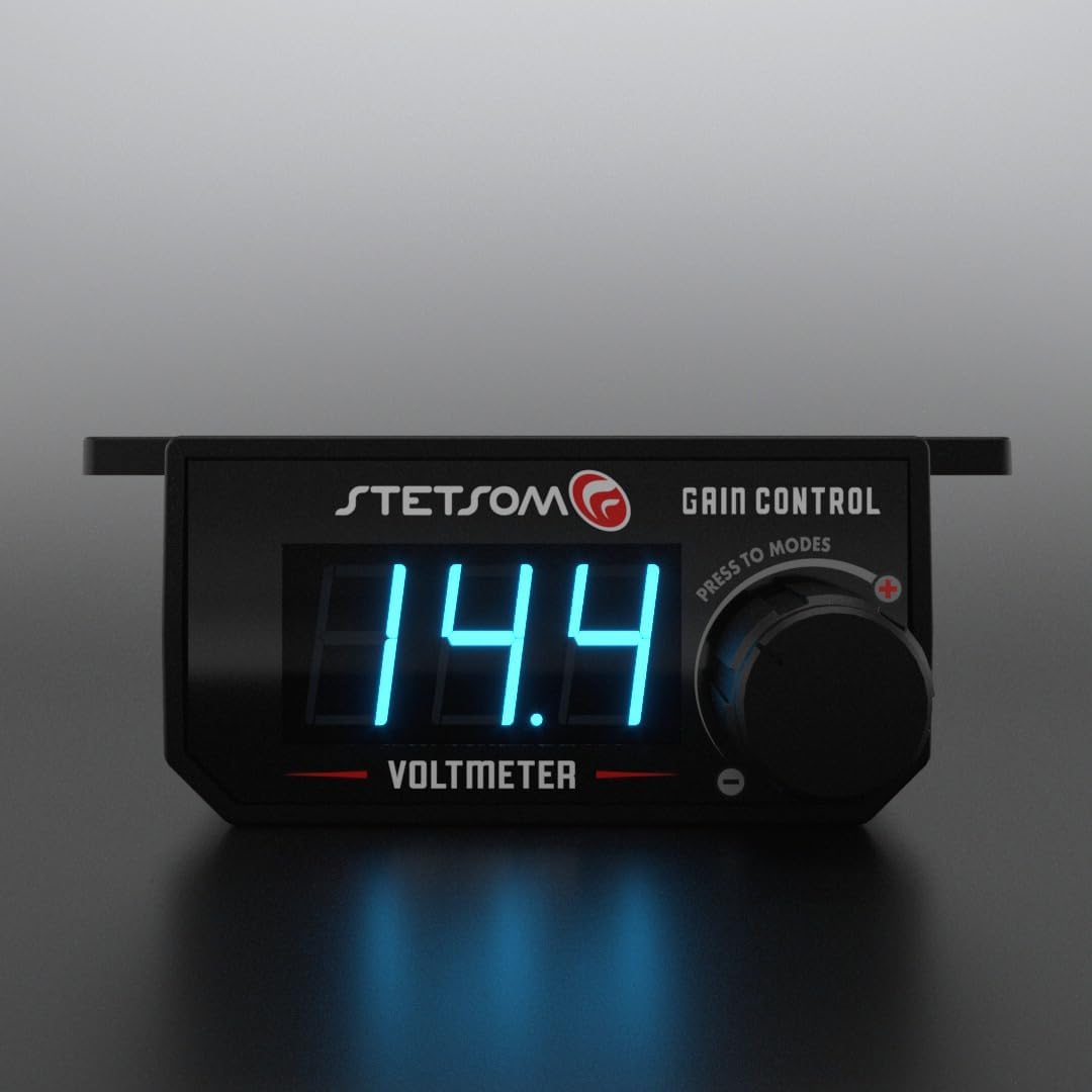 Stetsom 4in1 - Universal Bass Knob with Voltmeter, Gain Control + On/Off Switch + High to RCA Input Converter, Blue LED Display, One Touch On/Off Display, Continuous Touch On/Off Amplifier - Image 2