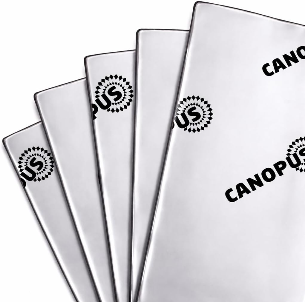 CANOPUS Car Sound Deadening Mat - 80 mil, 5 sqft, Butyl Sound Deadener for Trunk, Doors, Floor & Ceiling, Audio Dampening Material, Pack of 5 Sheets, Silver