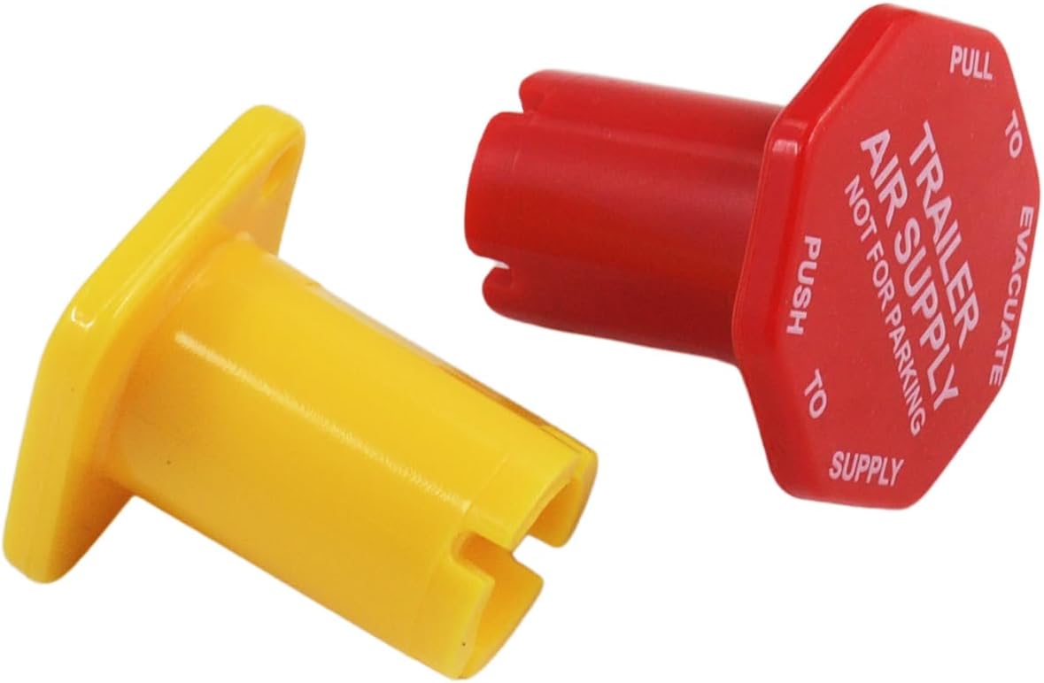 Truck Parking Brake Knob Yellow and Trailer Air Supply Knob Red 5/8" Threaded MV-3 Dash Valve Control Compatible with Bendix Peterbilt Kenworth Volvo Truck 298818 298817 - Image 5