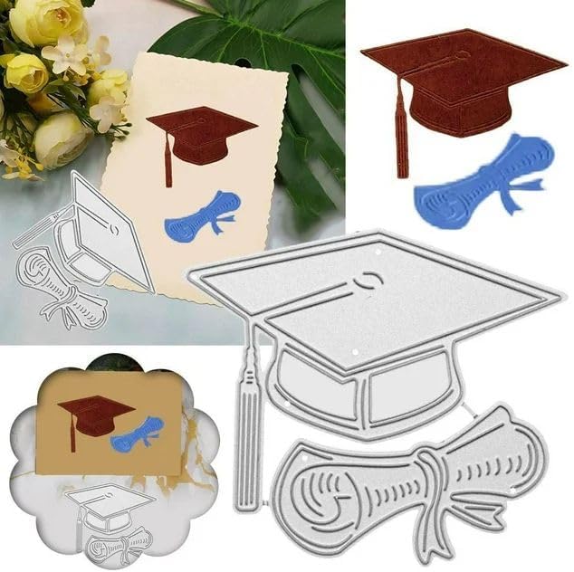 Silver Graduation Hat Cutting Dies Bachelor Cap Metal Die Cuts Graduation Theme Background Embossing Mold for DIY Crafts Scrapbook Album Paper Card Making, Die-Cutting and Embossing, Die-Cuts - Image 4