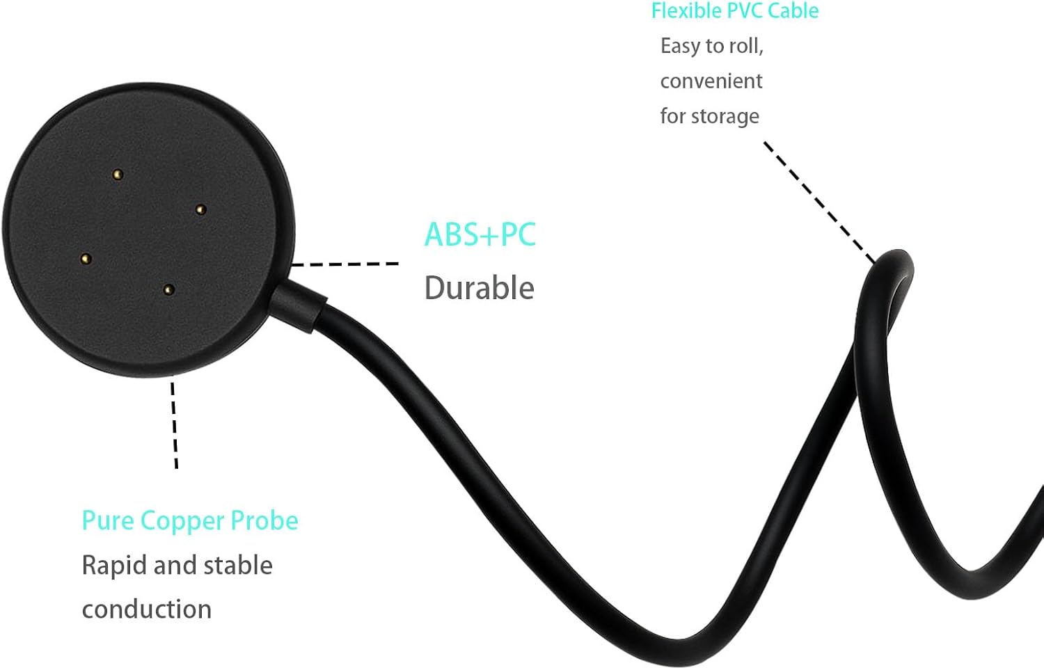 Compatible with Google Pixel Watch 3/Pixel Watch2 Chargers, 2 USB-A Type-C Ports,3.3 feet/100 Smart Watch Charging Cable Adapter, Accessories for Fitbit Ace LTE/Versa 3/Versa4 (2, Black White) - Image 2
