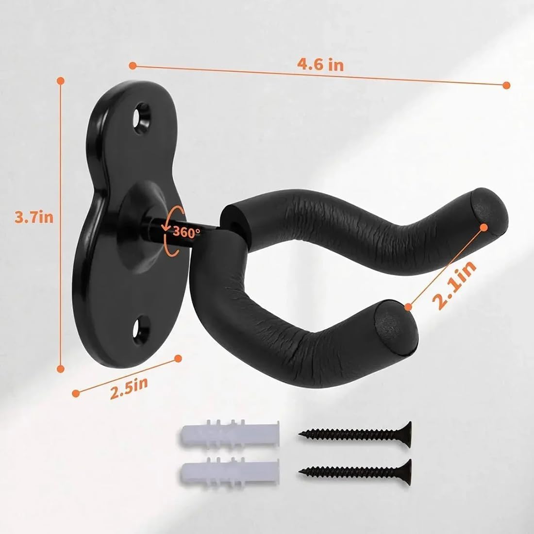 Guitar Wall Hanger Stands Ukulele Wall Mount Violin Hook Keep Holder Display Rack Bracket for Most Guitar Bass Accessories Easy to Install 2 Pack - Image 3