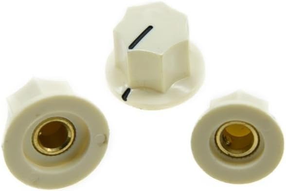 KIAISH Set of 3 Aged White Brass Insert USA Spec 1/4" Large and Small Knobs Bass Knobs for Jazz J Bass - Image 2