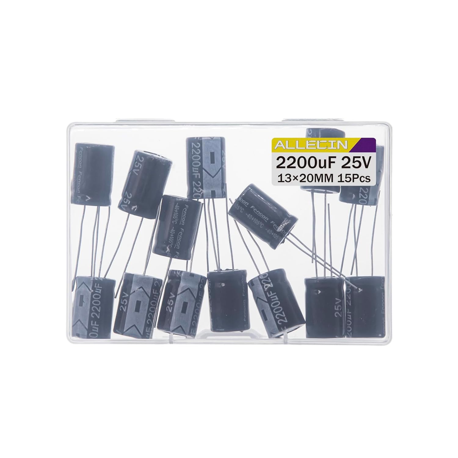 2200uF 25V 13x20mm Electrolytic Capacitor 2200UF MFD 25 Volt 0.51x0.79in Aluminum Capacitors (Pack of 15) - Image 3