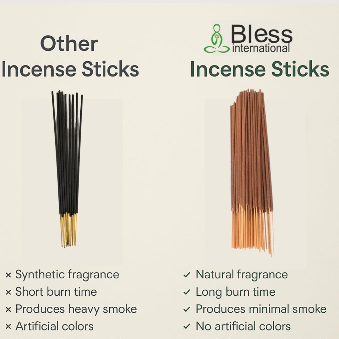 Bless-Nag-Champa 100%-Natural-Handmade-Hand-Dipped-Incense-Sticks Organic-Chemicals-Charcoal-Free Purification-Relaxation-Positivity-Yoga-Meditation Best-Woods-Scent (500 Sticks (26 OZ)) - Image 5