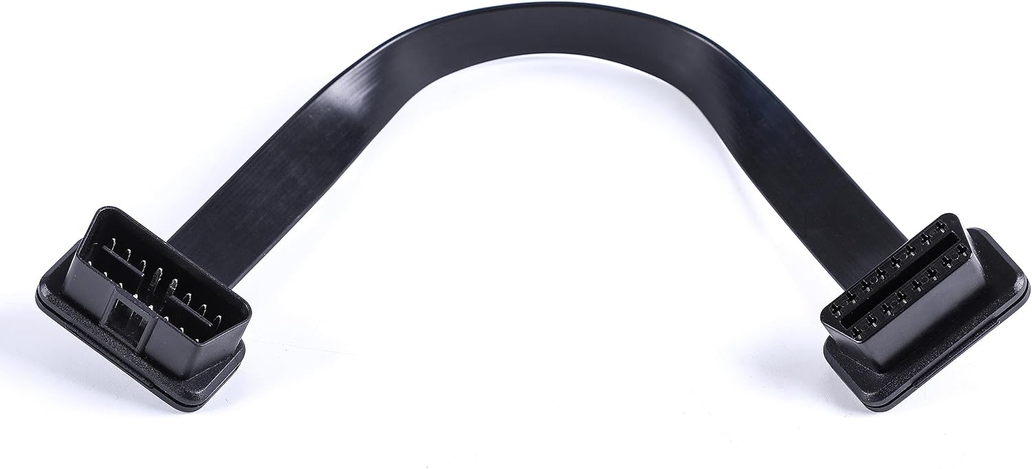 Low Profile OBD 2 OBD ii Male to Female Ribbon Extension Diagnostic Cable 16pins Connected Fully for Scan Tool Code Reader 1ft/30cm - Image 4