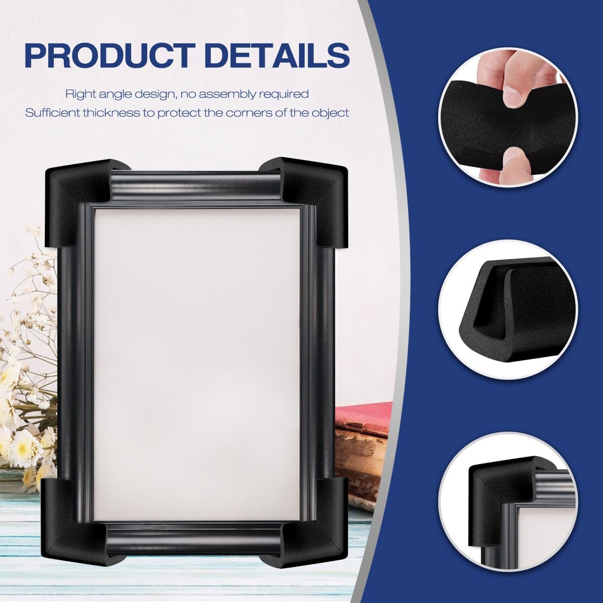 24Pcs Foam Protection Corner for Mirror TV Picture Frame,Packing Foam Corner Protectors for Shipping Moving,Edge Protection for Packing Fragile Artwork(Black) - Image 3
