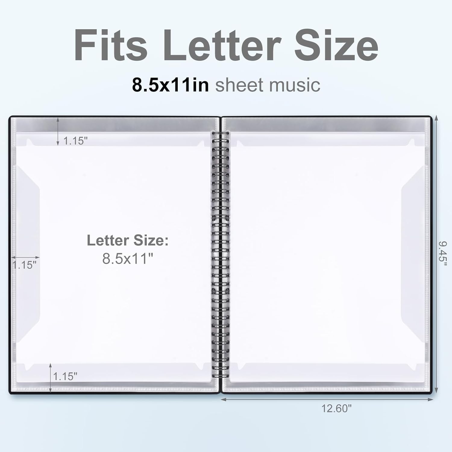 Sheet Music Folder, Premium Sheet Music Folder Organizer for Sheet Music, Sturdy Double Side Writable 40 Pages Spiral Binder Organizer Fits Letter Size (8.5 x 11 inches) by Pniimoo - Image 3