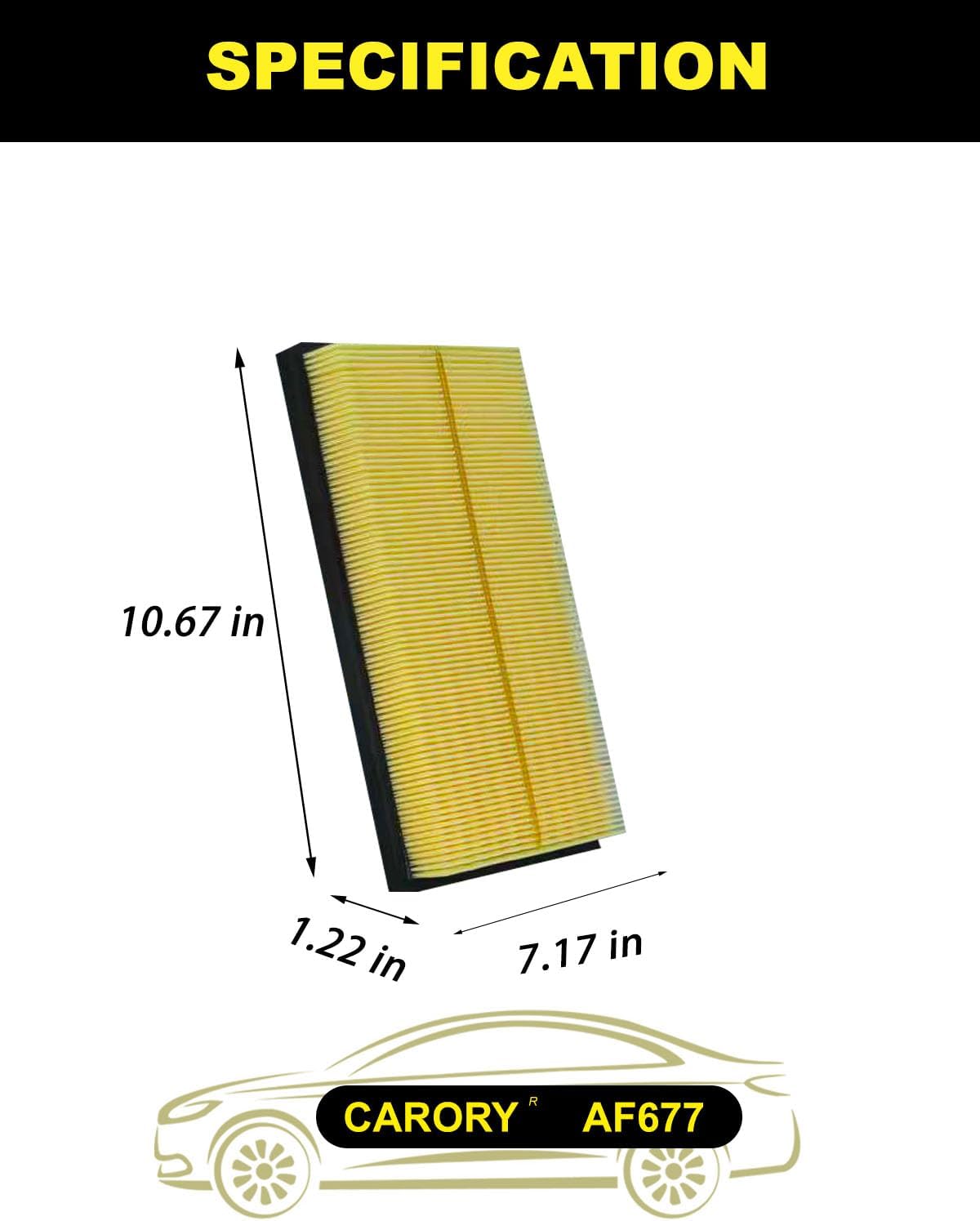 CARORY AF677 Engine Air Filter for Toyota RAV4 Gas (2013–2018), Camry Hybrid (2012–2017), Avalon Hybrid; Lexus ES300h, LS460, LS600h, HS250h, OE# 17801-0V020, CA10677 - Image 2