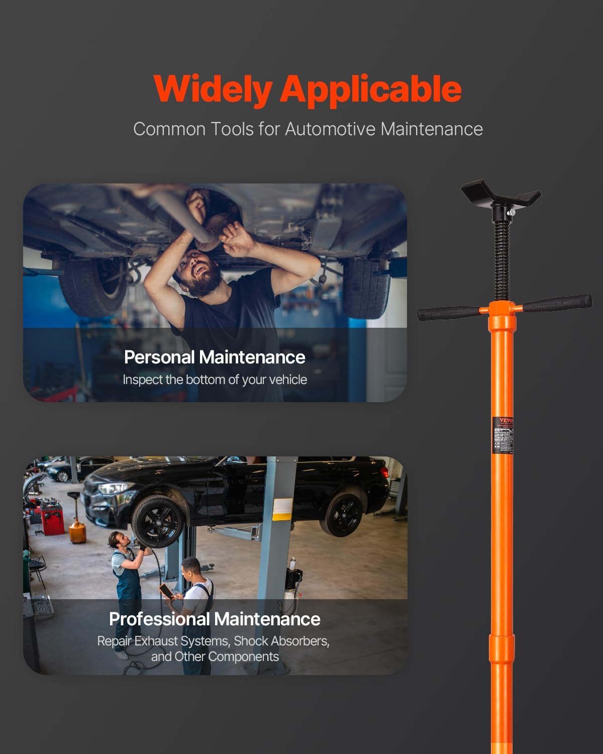 VEVOR Underhoist Support Stand, 3/4 Ton (1653 lbs) Capacity Under Hoist Jack Stand with Two Wheels, Lifting from 51.97" to 80", Bearing Mounted Spin Handle, Foot Pedal, Support Vehicle Components - Image 6