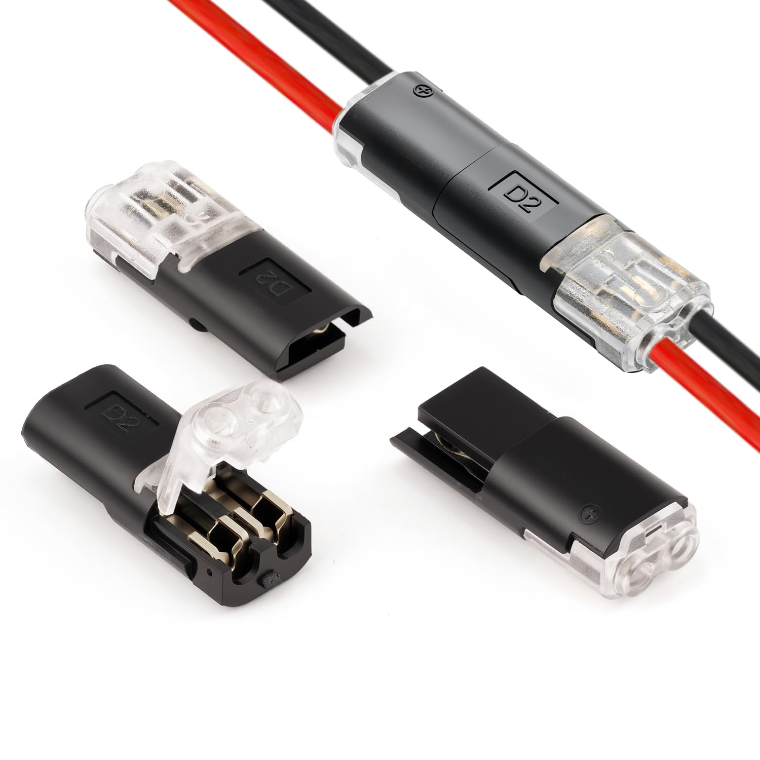50 Pack Wire Connectors, Low Voltage 2 Pin Quick Splice Wire Connectors, Solderless Wire Splice Connector for 12V Landscape Lighting, LED Light Strips, and Home Wiring Projects - Image 2