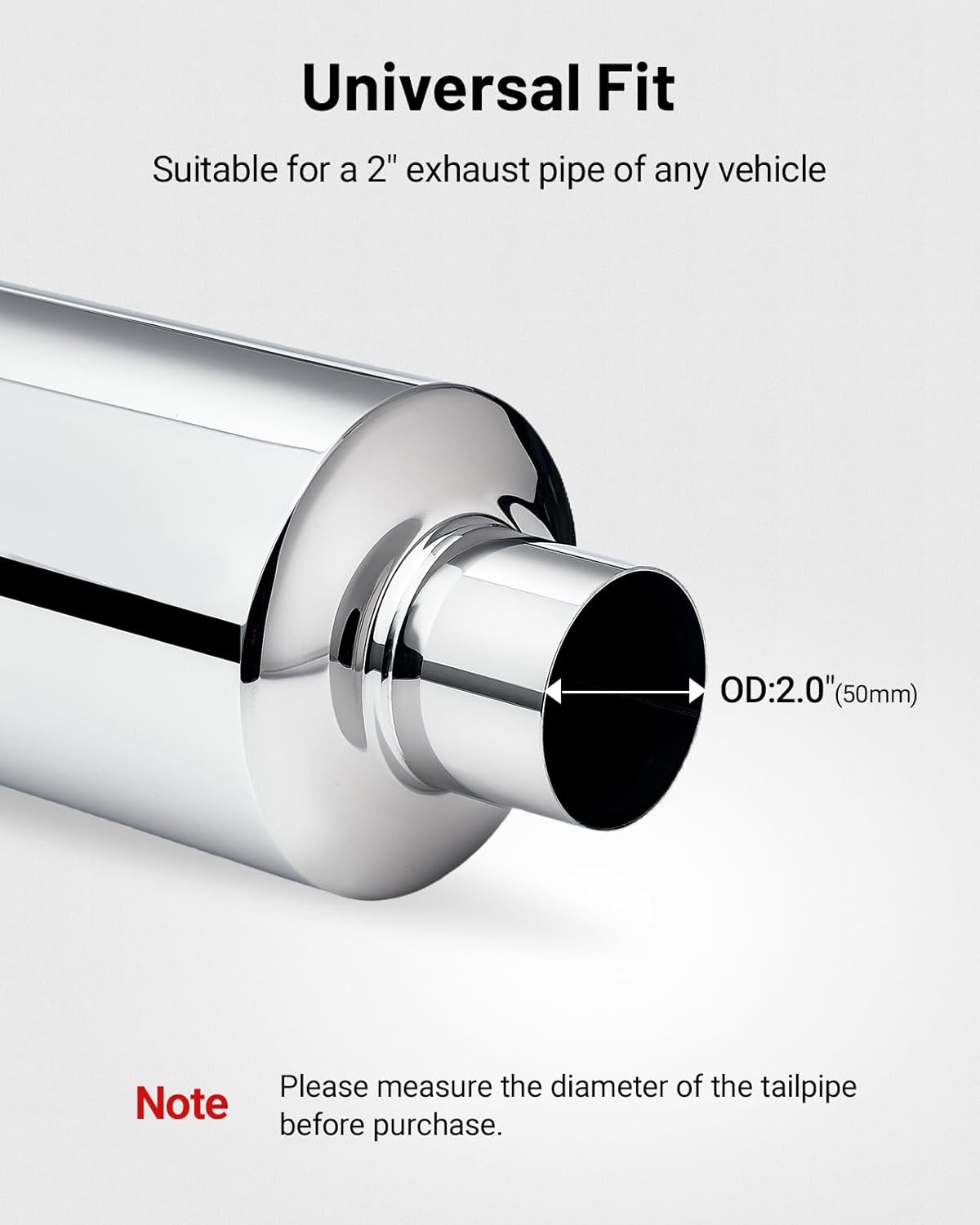 EVIL ENERGY 2" Exhaust Muffler, 2" Inlet (OD) 3" Outlet Stainless Steel Universal Straight Through N1 Style Exhaust Tip, Deep Tone for Modern Trucks, Muscle Cars & Daily Drivers - Image 3