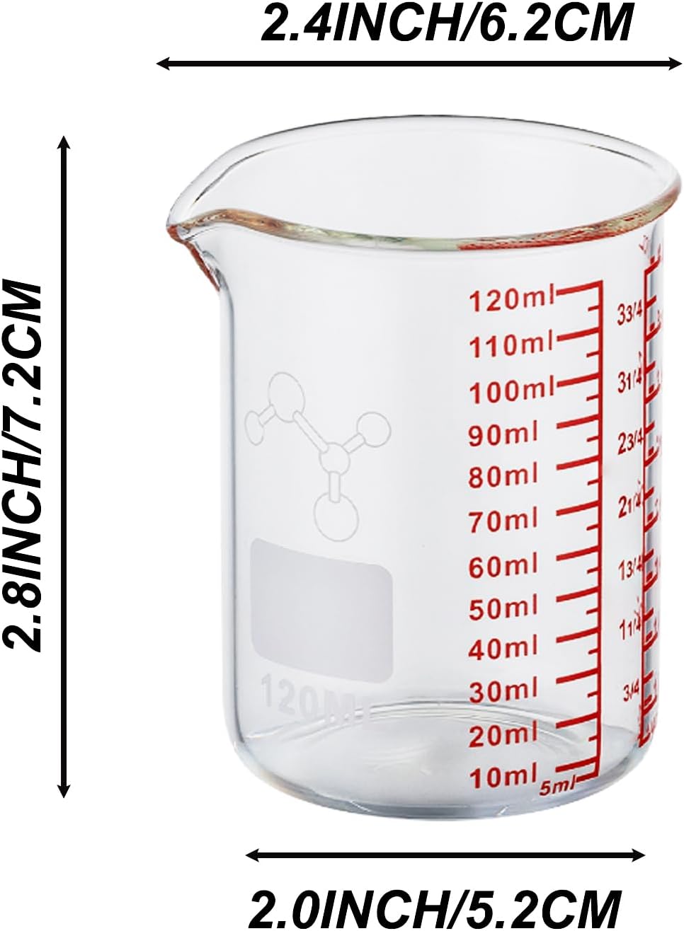 High Borosilicate Glass Measuring Cup-V-Shaped Spout,120ml(4OZ) Glass Measuring Beaker for Kitchen or Restaurant, Easy to Read(Pack of 2) - Image 8