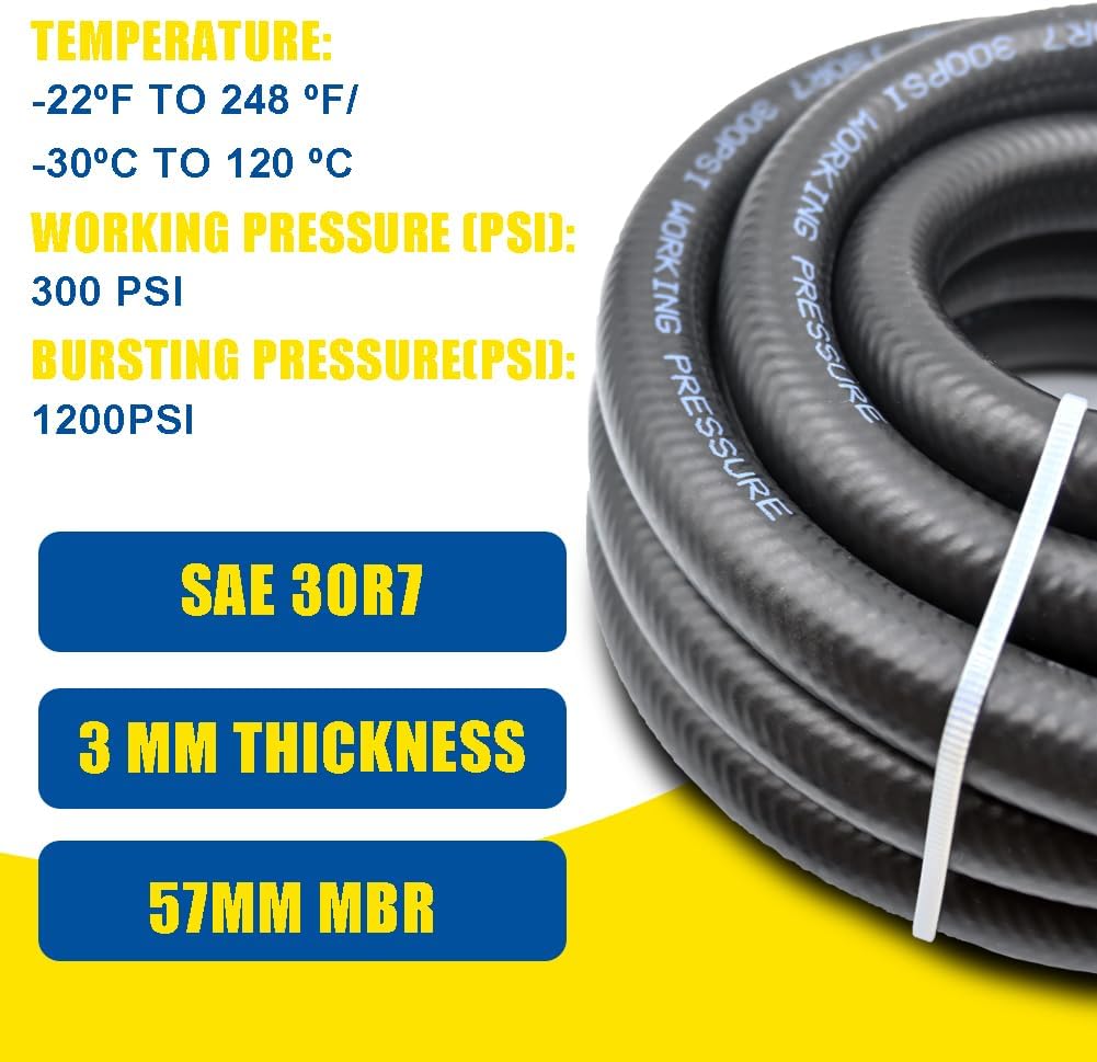 1/2 Fuel Hose Line Push Lock NBR Rubber Hose10FT 300PSI Wroking Pressure - Image 3