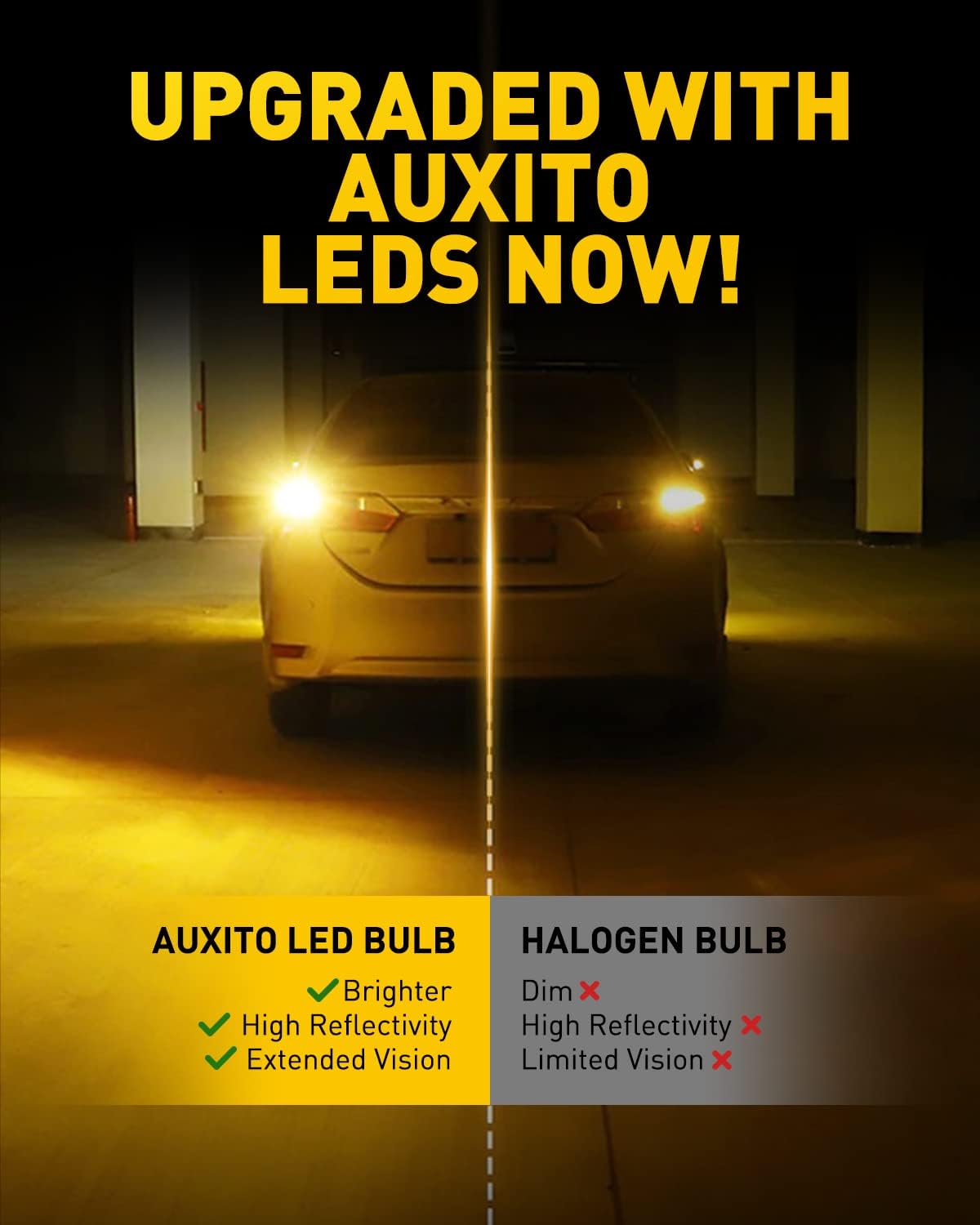 AUXITO 3157 LED Bulb Turn Signal Amber Yellow Super Bright, 3056 3156 4057 4157 LED Light for Blinker Turn Signal Lights, Brake Tail Lights, Side Marker Light, Parking Light, Pack of 2 - Image 7