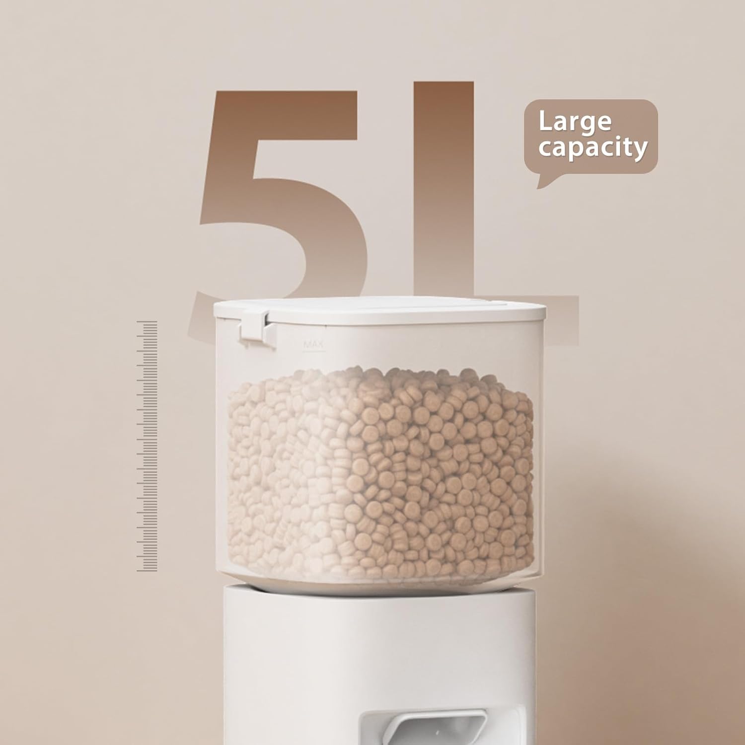 5L/21 Cups Automatic Cat Feeder, Timed Automatic Pet Feeders, Cat Dry Food Dispenser Dual Power, 10 Meals Programmable 1-15 Portion Control Cats Feeder, Pet Food Dispenser for Cats & Puppy(Not WiFi) - Image 4