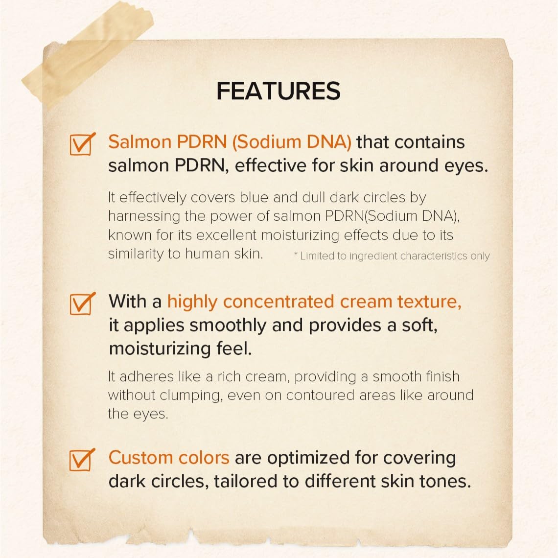 SKINFOOD Salmon Darkcircle Concealer Cream, Korean Under Eye Concealer for Moisturizing Dark Circles, with Salmon PDRN (Sodium DNA) Stocking Stuffers, 10g / 0.35oz - Image 3
