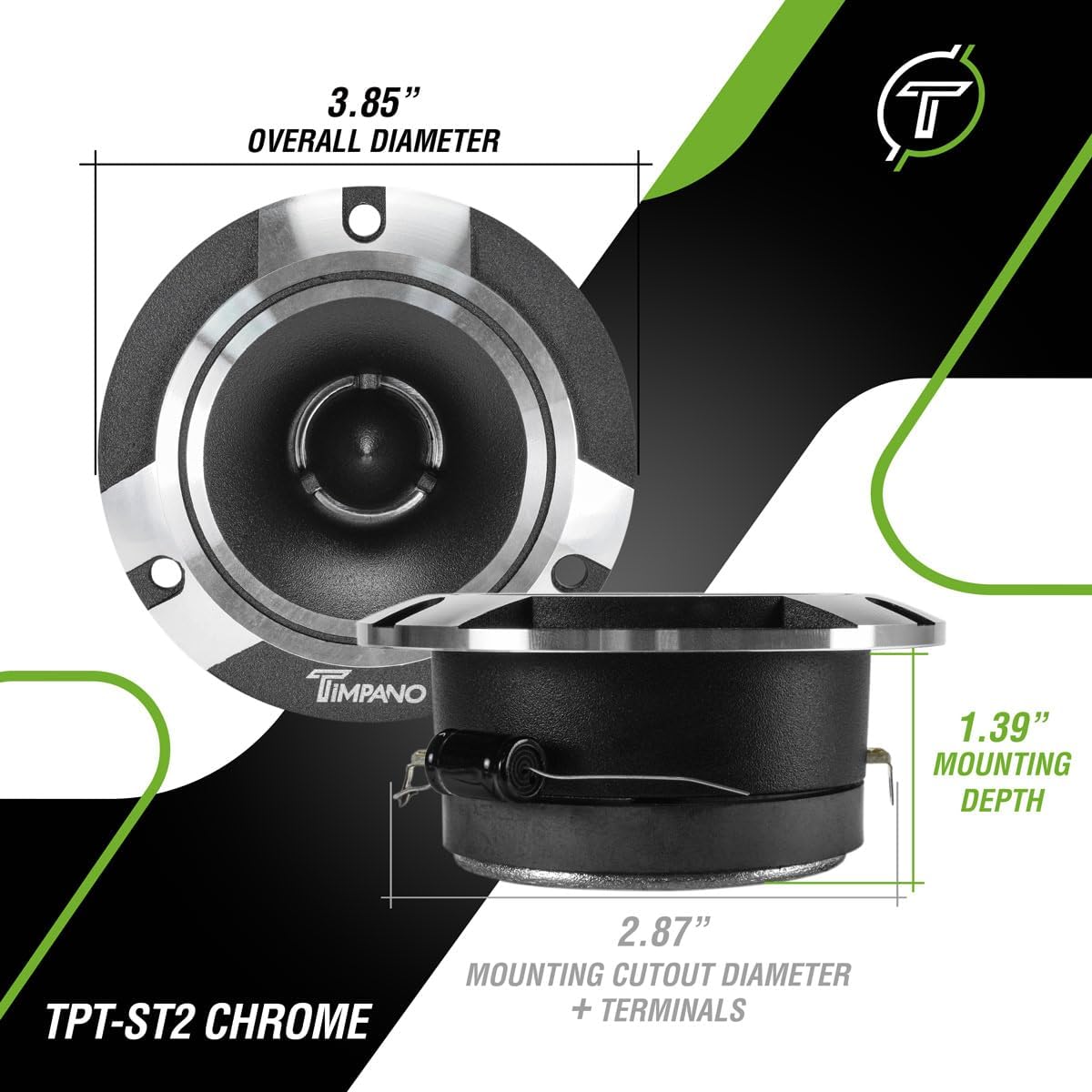 Timpano TPT-ST2 Chrome Slim Super Tweeter, 600 Watts 4 Ohm, 105 dB, 1 in Voice Coil, 3.85 inch Pro Car Sound System Bullet Tweeters (Pair) - Image 4