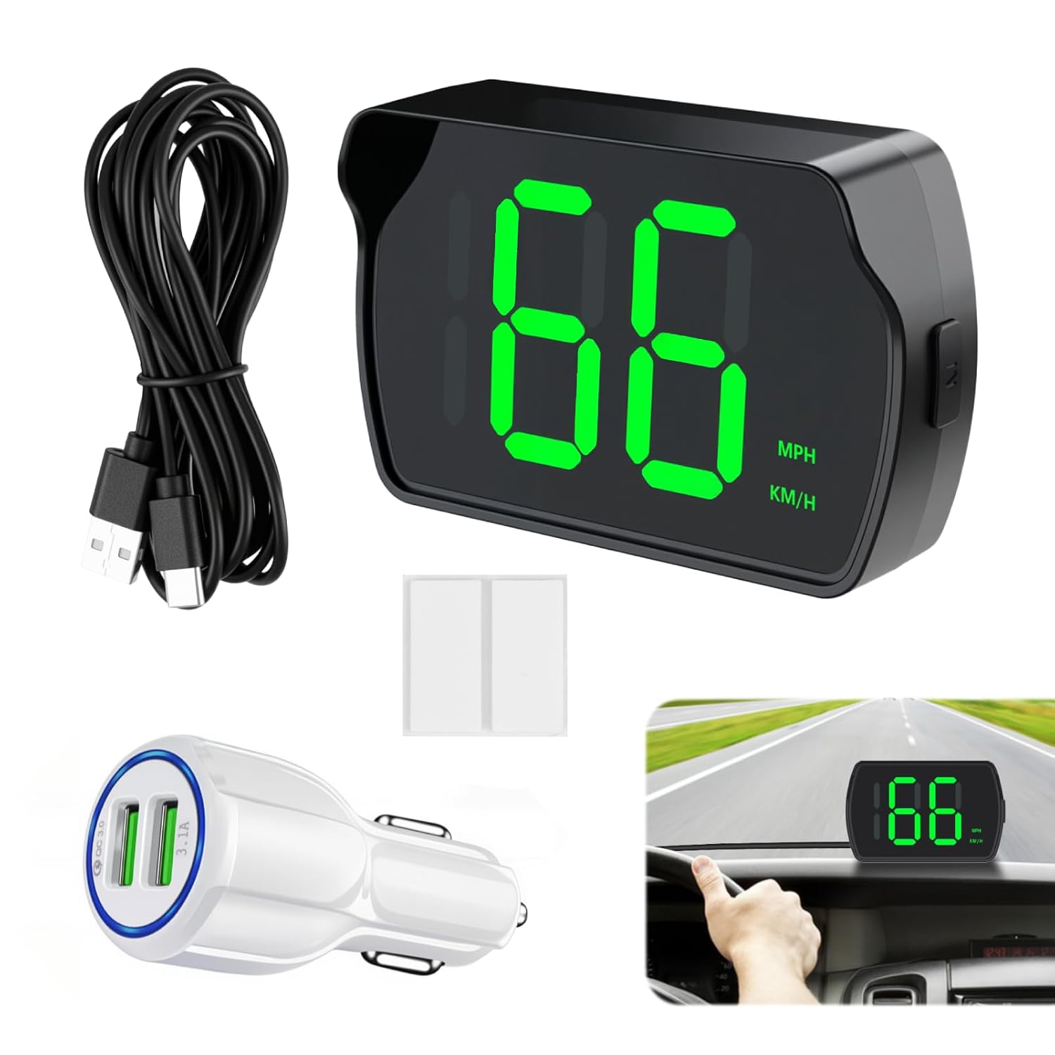 GPS Digital Speedometer for Car MPH, Universal HUD Speed Meter with LED Large Font with USB Cable, Plug and Play for Truck Motor SUV Golf Cart All Vehicles (Contain Car Charger Adapter) - Image 7