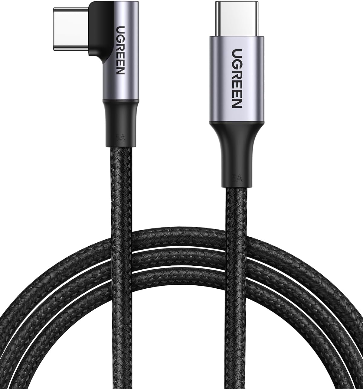 UGREEN Right Angle USB C to USB C Cable, 100W Type C 90 Degree Fast Charging Cable Compatible with iPhone 17/17 Air/17 Pro/16, MacBook Pro 2022, iPad Pro 2022, Dell XPS, Samsung Galaxy S25/S24, 10FT