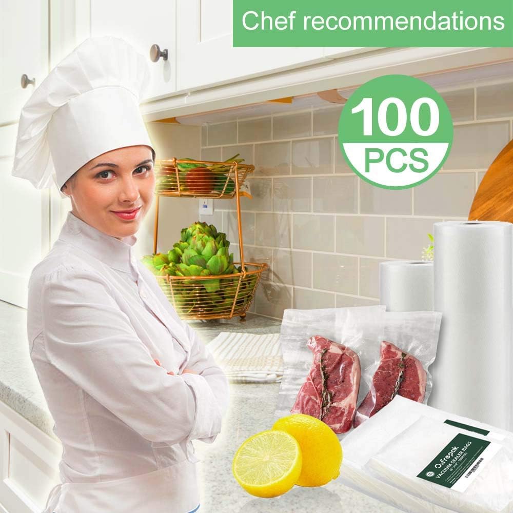 O2frepak 100 Pint 6" x 10" Vacuum Sealer Bags with BPA Free and Puncture Prevention,Vacuum Seal Freezer Bags,Great for Sous Vide Vaccume Sealer PreCut Bags - Image 2