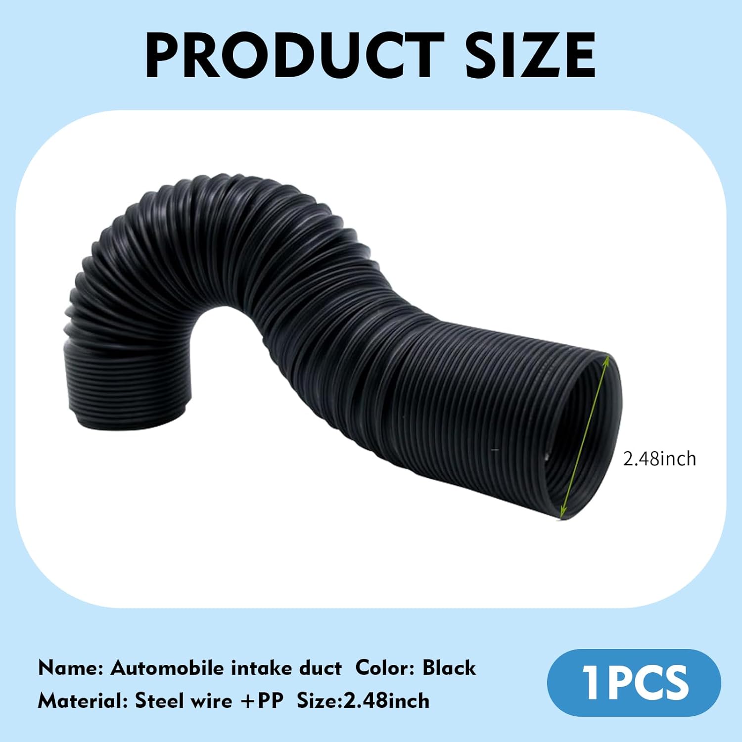 ijuicy 1 PC Car Duct Hoses, 2.5" Flexible Retractable Fresh Air Duct Hoses, Automotive Modified Intake Accessories, Universal for Most Cars Trucks (Black) - Image 2