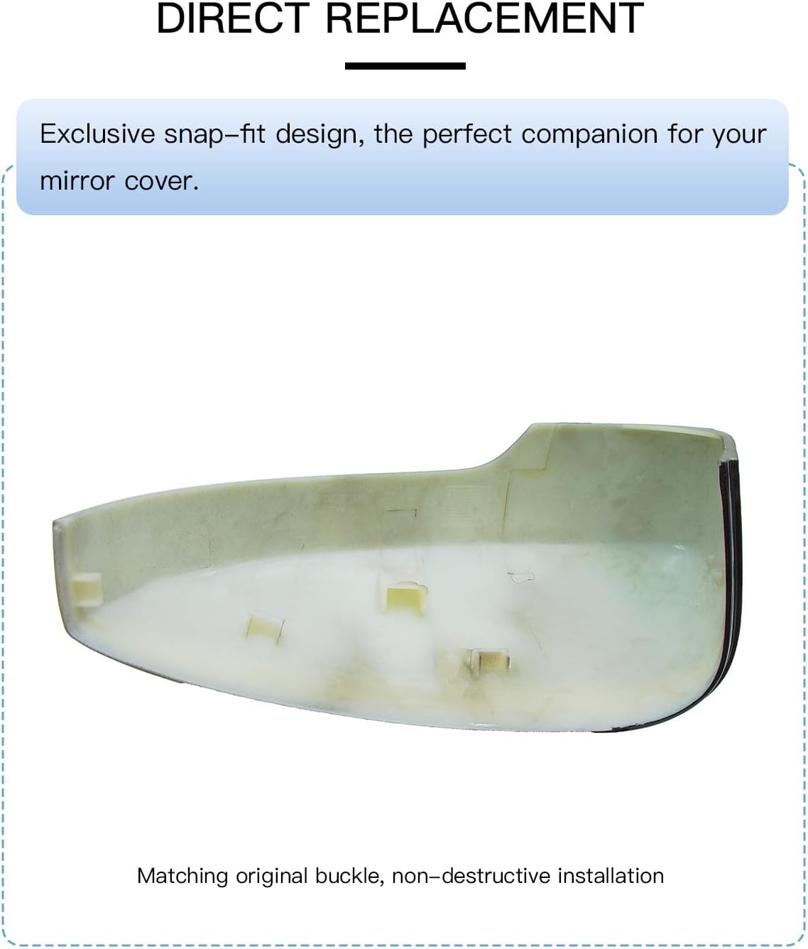 Left Driver Side Mirror Cover Cap Compatible with VW Beetle 2012-2019, Jetta MK6 2011-2018 White,Only Suitable For US Model - Image 5