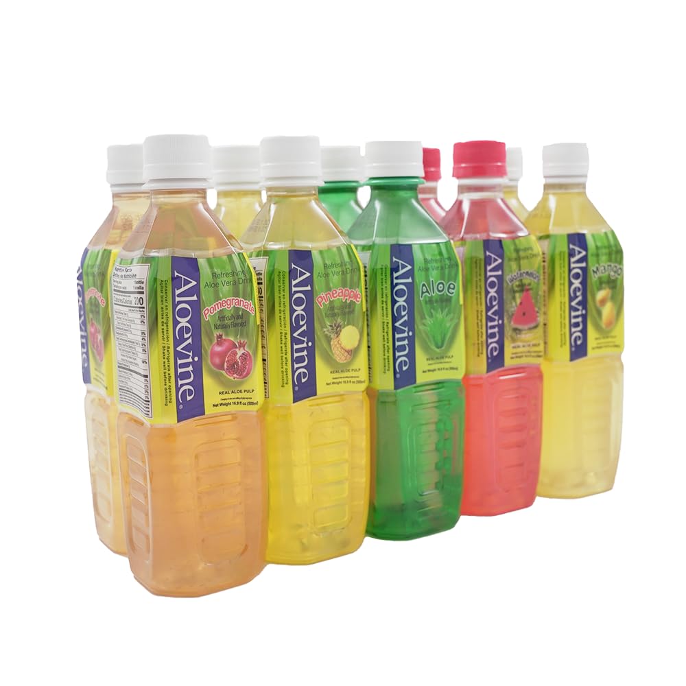 Aloevine Aloe Vera Drink juice l variety |16.9 oz. pack of 10 l 2 original, 2 watermelon, 2 mango, 2 pomegranate, 2 pineapple | plant based Vegetable Korean drinks - Image 2