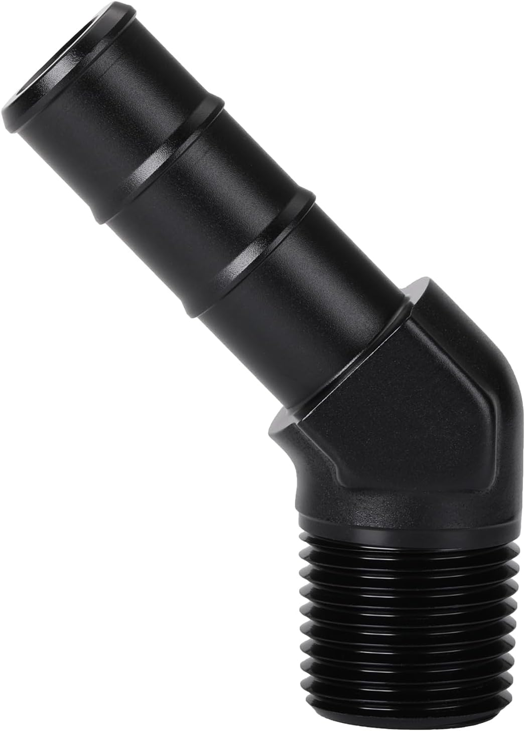 1/2 NPT Male to 5/8 Hose Barb Fitting Adapter 45 Degree Aluminum Black
