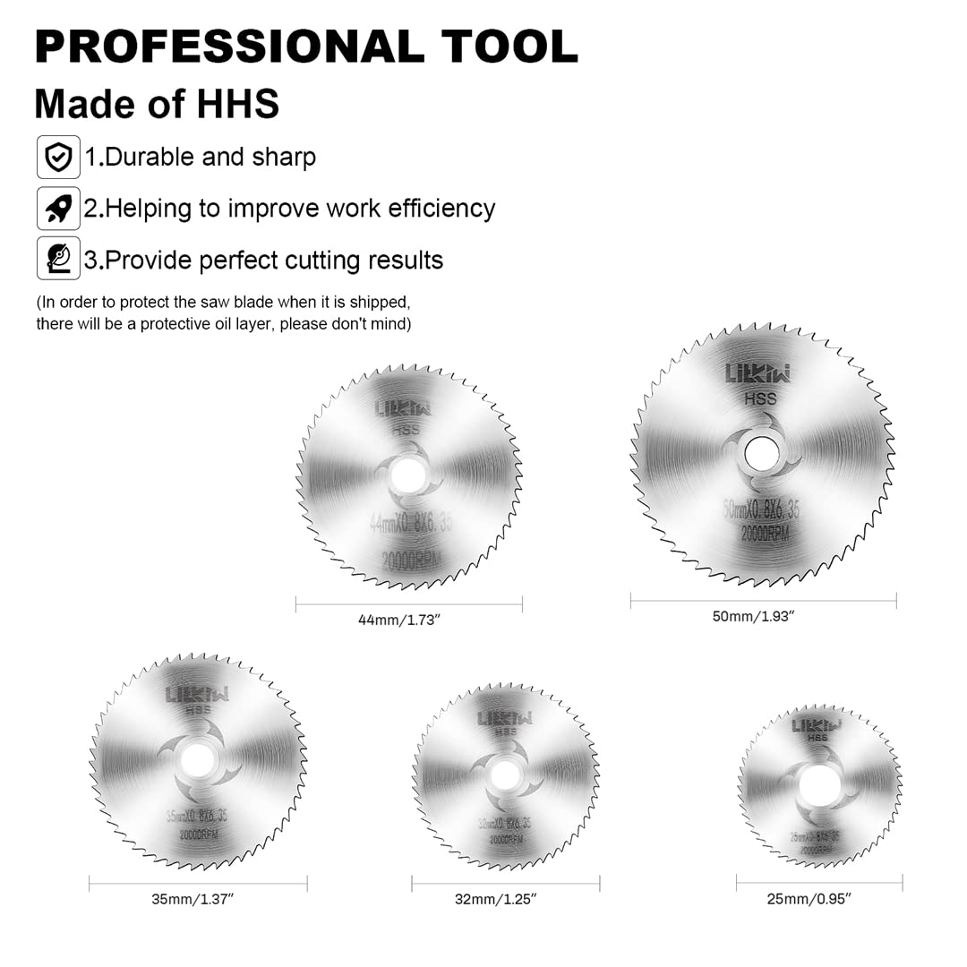 1/4-Inch Hex Shank Rotary Drill Saw(with 5PCS Blades),HSS Saw Disc Wheel Cutting Blades for Drills Rotary Tools - Image 2