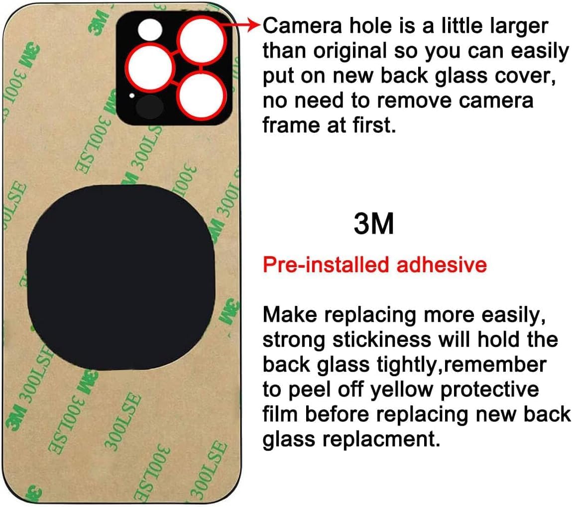 Original Back Glass Replacement for iPhone 14 Pro Max All Carriers with Pre-Installed Adhesive and Repair 14 Pro Max Tool(Gold)