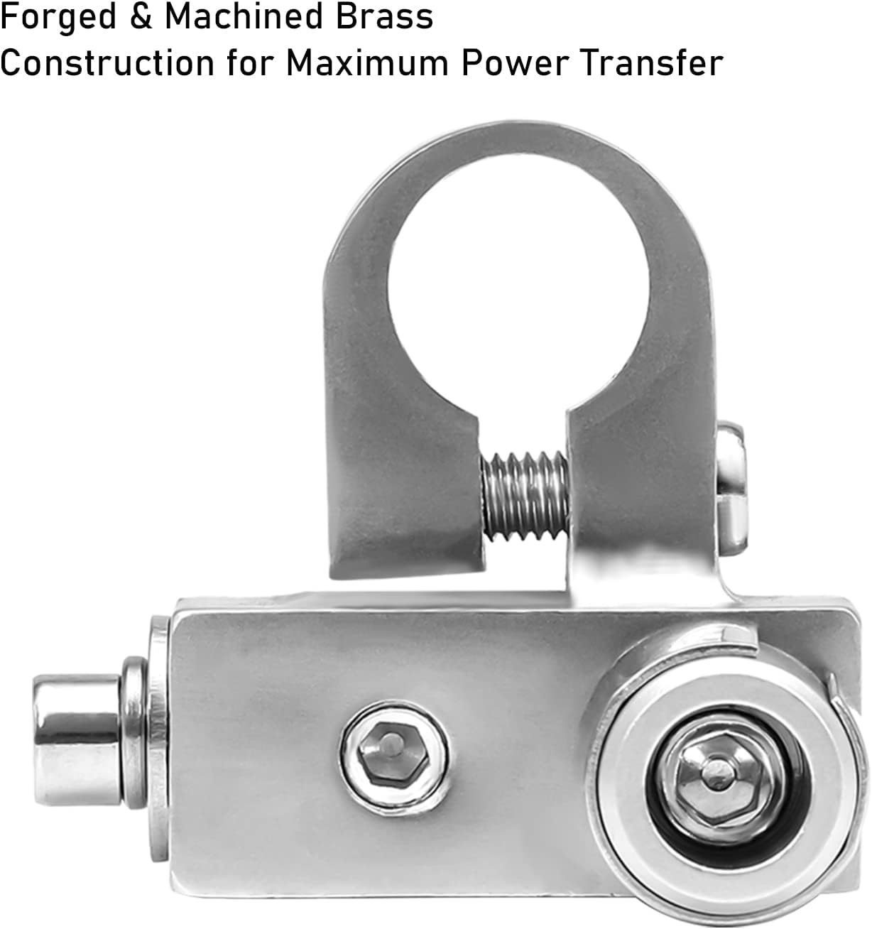 Recoil BTO Solid Brass Positive Negative Battery Terminals with Adaptor Collars, 1X0/2/4 Gauge & 1X4/8 Gauge Outputs, Top-Mounted or Side-Mounted Power Ring Provision and OEM Post Adapter - Image 5