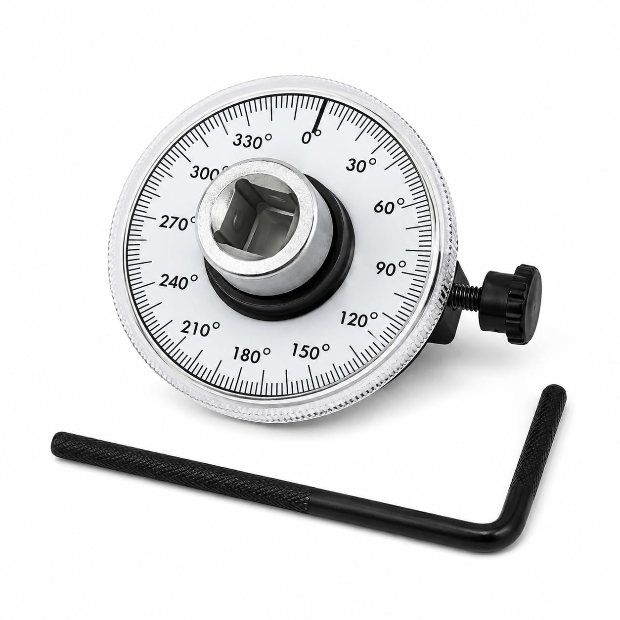 Torque Angle Gauge, 1/2" Drive Mechanical Torque Wrench Adapter with Zero Return & Dual Adjustable Arm, 360° Scale, Heavy Duty Tool for Auto, Trucks & Heavy Equipment Repair