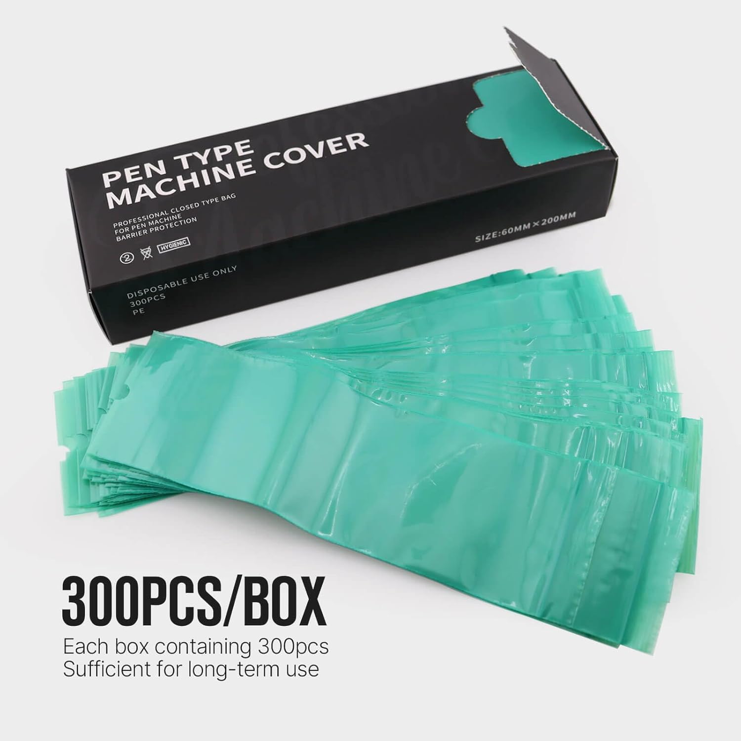 300pcs Tattoo Machine Covers Sealable Type - 2.4×8 Inch Jungle Green Tattoo Pen Covers Machine Bags Sleeves for Cartridge Tattoo Machine - Professional Tattoo Supplies & Accessories - Image 4