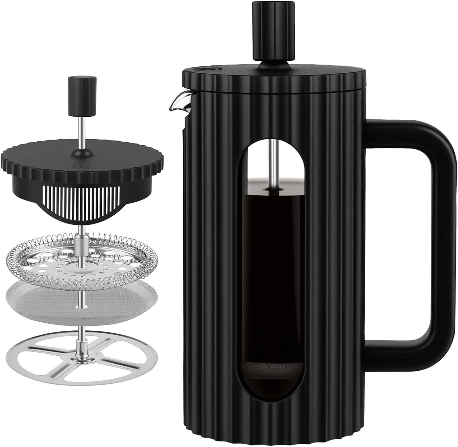 wedrink French Press Coffee Maker 12OZ, Heat Resistant Borosilicate Glass Carafe/Tea Maker Coffee Press Frother Brewer (350ml)