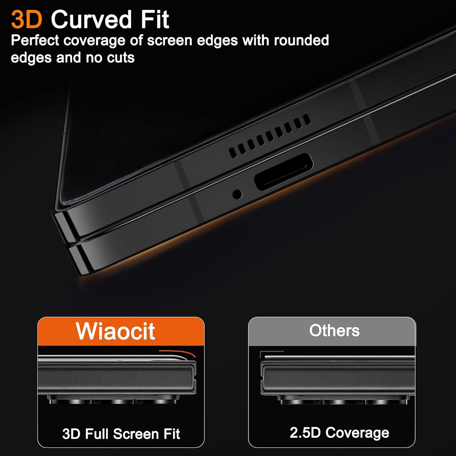 Wiaocit 3 Pack Privacy Screen Protector for Samsung Galaxy Z Fold 7/Z Fold 8 with 3 Pack Camera Lens Protector, 9H Hardness, Tempered Glass, Bubble Free, Case Friendly - Image 5