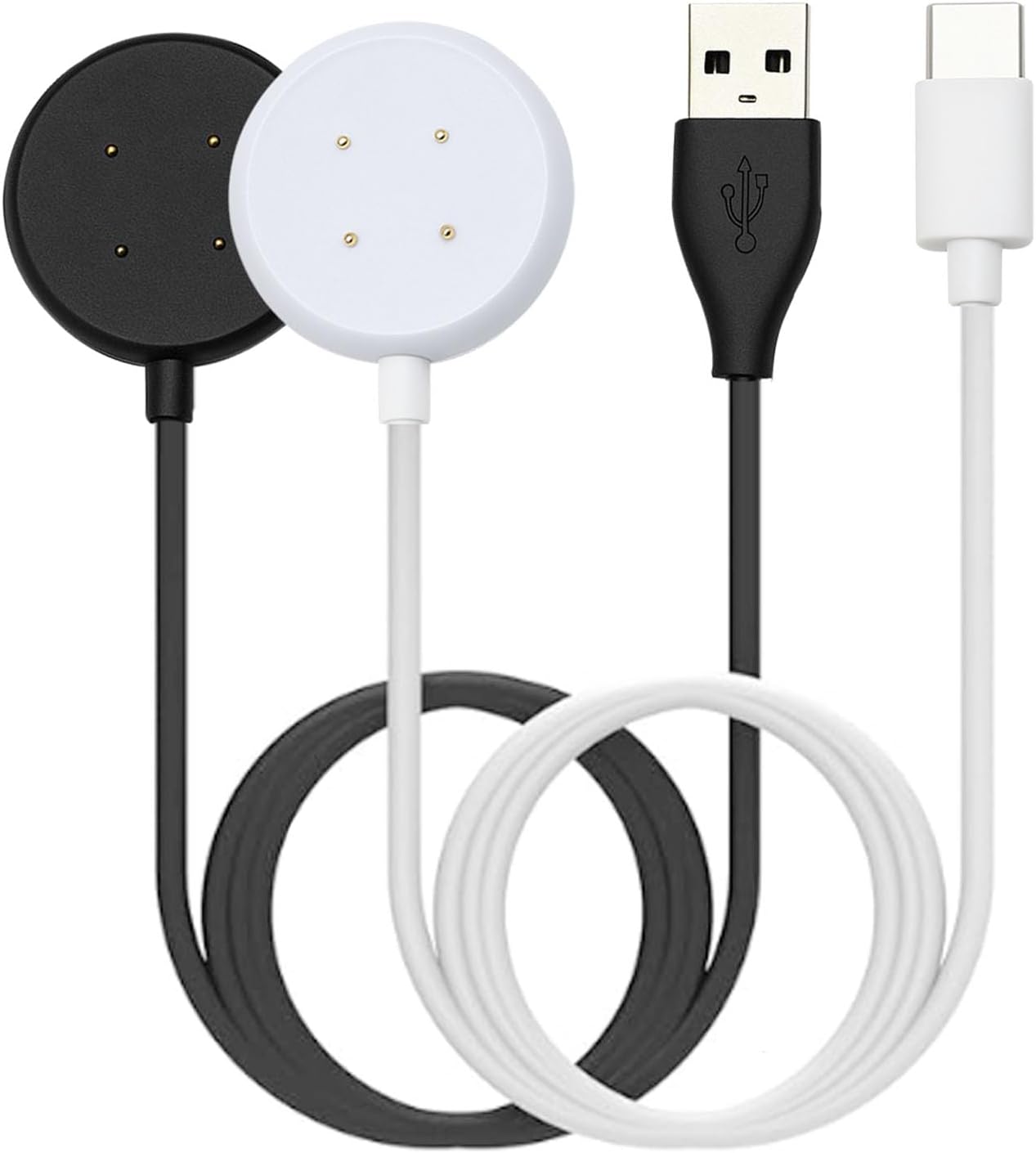 Compatible with Google Pixel Watch 3/Pixel Watch2 Chargers, 2 USB-A Type-C Ports,3.3 feet/100 Smart Watch Charging Cable Adapter, Accessories for Fitbit Ace LTE/Versa 3/Versa4 (2, Black White) - Image 7