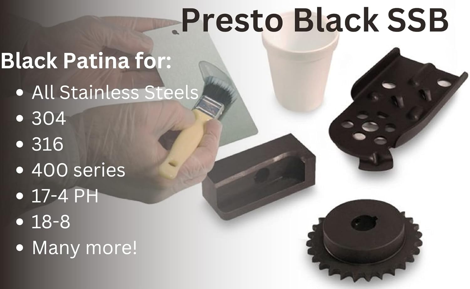 Birchwood Presto Black Stainless Steel Blackener (SSB) Technologies - cold brush on blackening solution for STAINLESS alloys, traditional patina stainless black oxide touch-up - Image 5