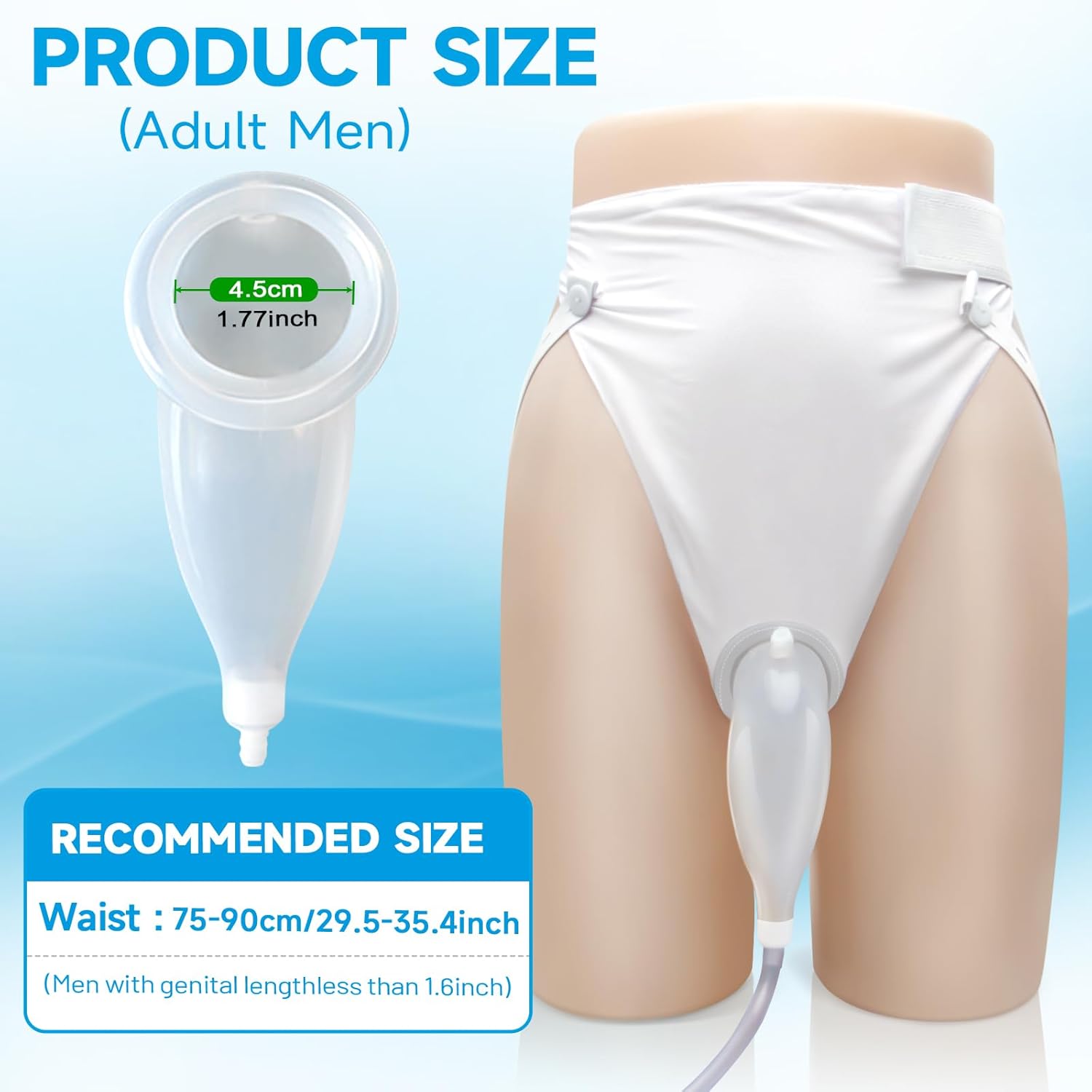 Catheter for Men, Urine Collection Bag for Elderly Men Male Age 80, Reusable Portable Silicone Urinal with 2 Bags (White-Men) - Image 2