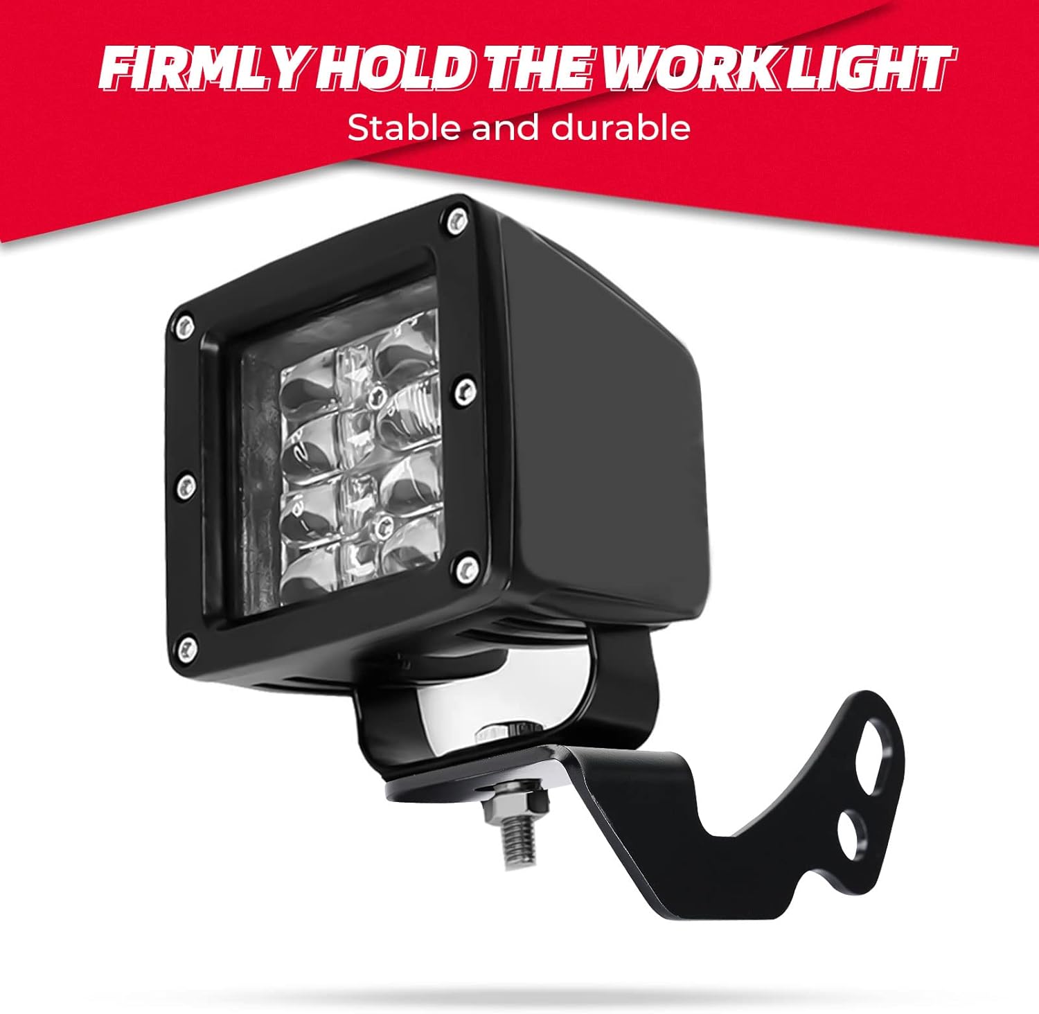 KEMIMOTO UTV Pod Light Brackets LED A-Pillar Light Mount Compatible with Polaris RZR XP 1000 / 900 / 800, Heavy-Duty Stainless Steel LED Cube Brackets, Rust-Proof Side Mounting 2-Pack - Image 2